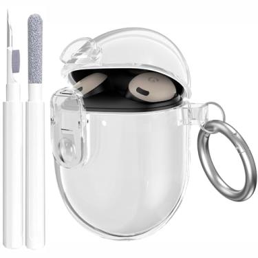 Imagem de OTOPO Capa com clipe para Google Pixel Bud Pro e Pixel Buds Pros 2, transparente com kit de limpeza, TPU macio transparente Pixel Bud Pro 2022/Buds Pros 2 2024, capa protetora masculina e feminina