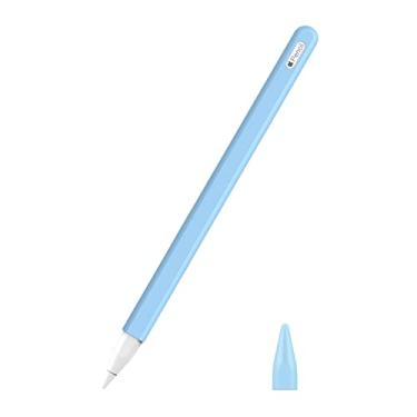 Imagem de MoKo Estojo para Apple Pencil 2ª geração, [2 peças] Capa protetora de silicone para Apple Pencil 2ª geração e capa protetora para Apple Pencil 2, azul celeste