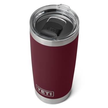 Imagem de Copo térmico YETI Rambler de 590 ml, aço inoxidável, isolamento a vácuo, com tampa MagSlider, vermelho Wild Vine Red