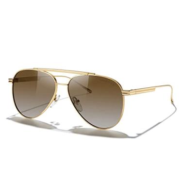 Imagem de MERRY'S Óculos de sol clássico aviador polarizado para mulheres e homens, óculos de sol de metal retrô UV400, Armação dourada/lente marrom gradiente, Lens Width: 58 Millimeters