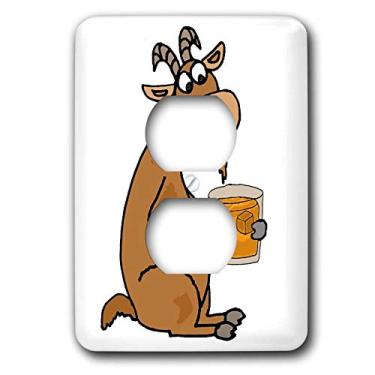 Imagem de 3dRose Capa de tomada divertida de cabra bebendo uísque escocês velhice humor-2 (LSP_313450_6), varia