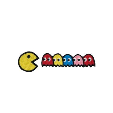 Imagem de Pac-Man Ghosts Blinky Pinky Inky Clyde bordado com aplique de ferro/costurado, preto