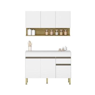 Imagem de Kit Balcão De Pia Com Tampo E Aereo 120 Cm 6 Portas 1 Gaveta Line Supremo supremo cp freijó