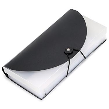 Imagem de BTSKY Pasta expansível com 13 bolsos, organizador de pasta PP, organizador de carteira, para cartões, recibos, cupons e bilhetes, Preto