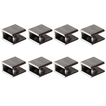 Imagem de Suportes de prateleira de vidro, clipes de prateleira, grampos de metal, níquel escovado, forma quadrada, montados na parede, ajustáveis de 6 a 10 mm para madeira acrílica (conjunto de 8)