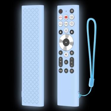 Imagem de LEFXMOPHY ERF6A80 ERF6G80H ERF6F80H Capa de controle remoto por voz para Hisense U6 U7 U8 U9 U6N U7N U8N U9N Series 4K Smart TV 2024 capa protetora de silicone que brilha no escuro - azul