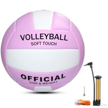 Imagem de Magicorange Voleibol, 1 pacote oficial tamanho 5 bolas de vôlei recreativas de toque suave - bolas de vôlei de couro PU para uso interno e externo para praia, jogos, academia, treinamento - Inclui