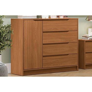 Imagem de Cômoda de Quarto 1 Porta e 4 Gavetas R260 Canela - Kappesberg