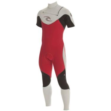 Imagem de Rip Curl E-Bomb 2/2 mm Peito Zíper Manga Curta Terno Completo, Médio, Vermelho/Cinza/Preto