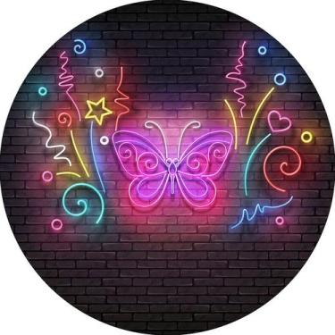 Imagem de Painel De Festa Redondo 1,50x1,50 - Efeito Neon Party Borboleta 016 - 