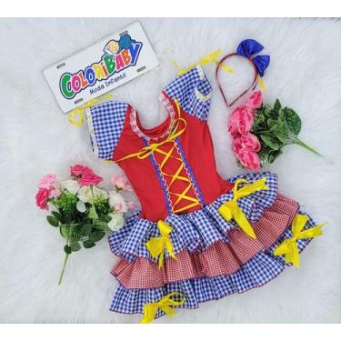 Imagem de Fantasia Vestido Caipira Quadriculado Vermelho Com Azul 1 ANO - colori