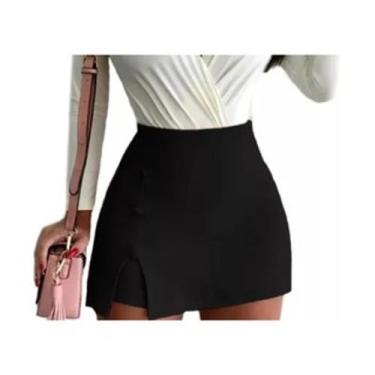 Imagem de Short Saia Com Botões E Fenda Cintura Alta Pluz Size Grande - cowgirls