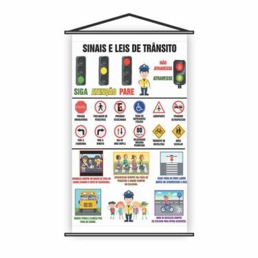 Imagem de Banner Pedagógico Escolar Sinais e Leis de Trânsito 120x65cm - PlimSho