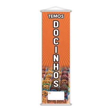 Imagem de Banner Temos Docinhos Festa Brigadeiro Preço 100x30cm - PlimShop