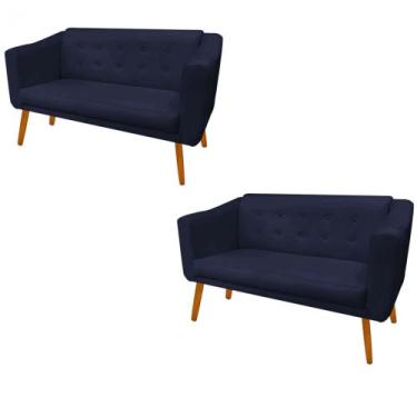 Imagem de Kit 02 Namoradeira  Decorativa  Céci Pés Madeira 2 Lugares Sala de Est