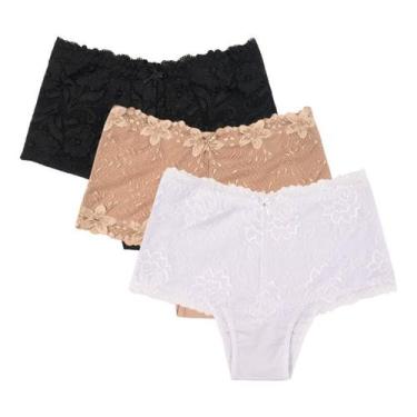 Imagem de Kit 5 Calcinha Cós Alto Rendado Modeladora Reduz Barriga - Drime, M (v