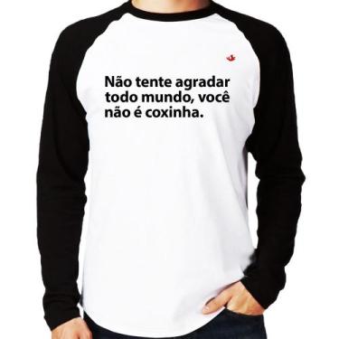 Imagem de Camiseta Raglan Você não é coxinha Manga Longa - Foca na Moda, Branco,