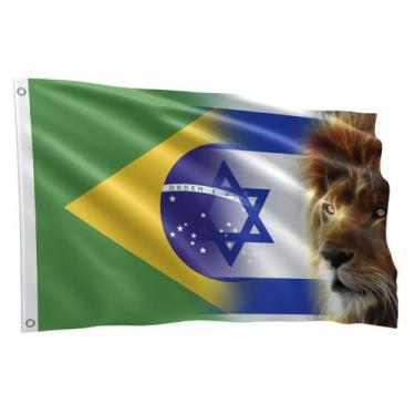 Imagem de Bandeira Israel Brasil e Leão de Judá 1,50 X 0,90 M - Fadrix