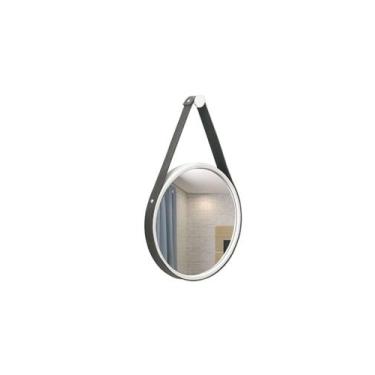 Imagem de Espelho Decorativo Adnet Branco Alça material sintético Preto 30 cm Re