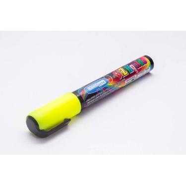 Imagem de Giz Líquido 5mm 8g Caneta Ponta Dupla Lousa Vidro Amarelo - Não inform