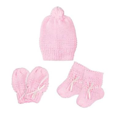 Imagem de Kit Recém Nascido Touca/Luva/Sapatinho Lã - Franco Confecções