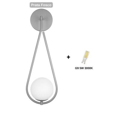 Imagem de Arandela Parede Gota Globo 12 Jabuticaba Prata Fosoo C/ Led - Kazaprim