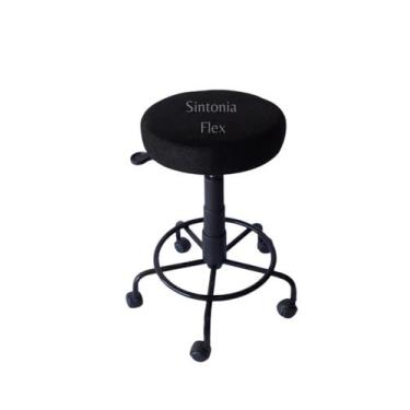 Imagem de Mocho estética com base de ferro com apoio de pé  com rodízio suede pr