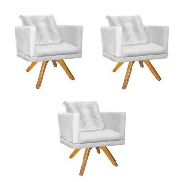 Imagem de Kit 03 Poltrona Milena Confort Base Giratória Caramelo Com Almofada Sa