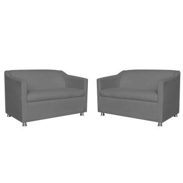 Imagem de Combo 02 Namoradeira Decorativa Tilla Pés Cromados Suede Cinza - DS Es