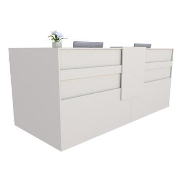 Imagem de Balcão em L Recepção Caixa 225cm Branco - Linha Premium  1.1 - Marcena