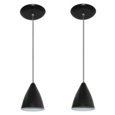 Imagem de Lustres pendentes Preto cozinha americana balcão sala alumínio Par 17x