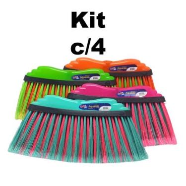 Imagem de Vassoura Aquarela grande 37 cm kit c/ 4 Unidades não acompanha cabo - 