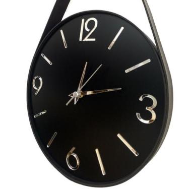 Imagem de Relógio de parede 30cm, com algarismos e ponteiros na cor Prata espelh