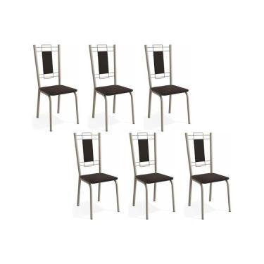 Imagem de Cadeira de Cozinha Florença C005 Kit 6 Un Niquel/Preto 110 - Kappesberg