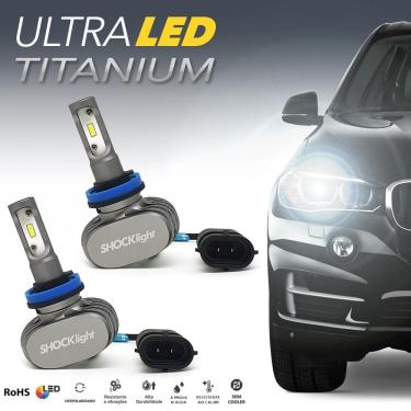 Imagem de Par Lâmpadas H11 Farol Milha BMW Z4 Ultra Led Titanium 10000 Lumens Forte Branco Efeito Xenon 2015 2016 2017 2018 2019 2020