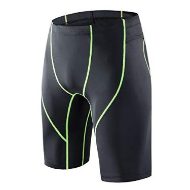 Imagem de Beroy — Bermuda de compressão masculina para treino, esportes, treino, esportes, camada de base com um bolso para telefone (verde, G)