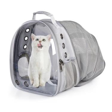 Imagem de DUANY STORE mochila para gatos mochila expansível ventilada transparente para cães de estimação para gatos grandes caminhadas, viagens, atividades ao ar livre, mochila cápsula espacial aprov