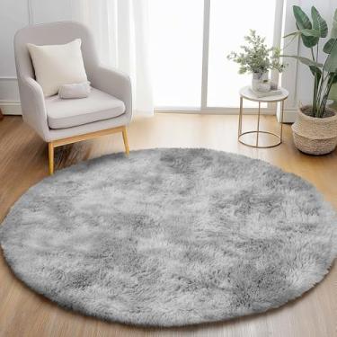 Imagem de Puremy Tapete redondo para quarto, 19 x 18 cm, tapete circular macio para quarto de criança, tapete circular macio para berçário, sala de estar, tapete antiderrapante para decoração de casa para