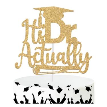 Imagem de It's Dr Actually Cake Topper, Congrats Doutoral Degree/Big DR Energy, 2025 PHD Doutorado Graduação Festa Decorações Suprimentos, Glitter Dourado