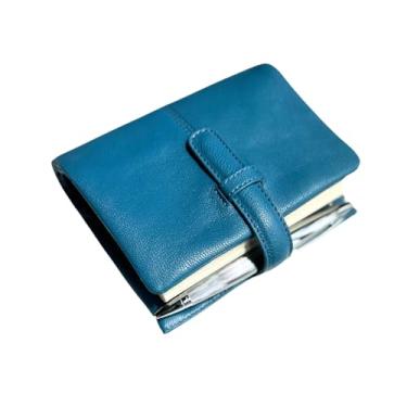Imagem de Burxxong A7 Caderno organizador de couro de pele de cordeiro genuíno, caderno de tamanho de bolso com fichário de 25 mm (azul vívido)