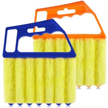 Imagem de 2 peças de limpador veneziano de janela ferramenta de espanador lavável 7 dedos limpador de poeira e escova de obturador de ventilação de ar persianas ar condicionado ventilador espanador sujeira