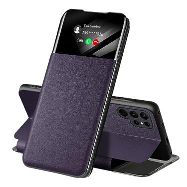 Imagem de HAO RIYLN Roxo, S24, Capa para Samsung Galaxy S24ultra/S24plus/S24, Flip Clear View Window Wallet Capa de Couro com Slot para Cartão Capa de Proteção de Corpo Inteiro