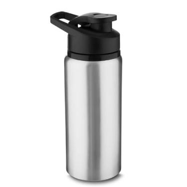 Imagem de Garrafa Infantil Escolar em Alumínio 650ml Bico com Tampa Vedada Diversas Cores (Prata)