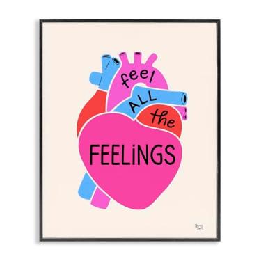 Imagem de Stupell Industries Feel All The Feelings Framed Giclee Wall Art Design por Jessica Beck, moldura preta, 40,6 x 50,8 cm