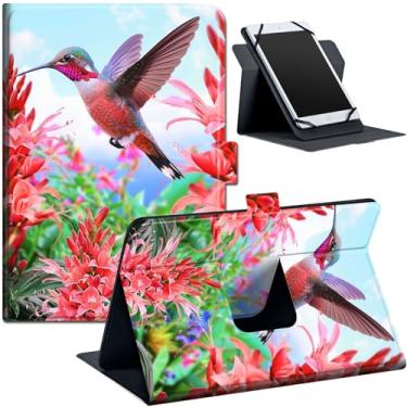 Imagem de Capa universal para tablet 9 10 de 10,1 polegadas, adequada para tablet Fire HD 10, capa protetora com suporte para 9,5 a 10,5 polegadas, com faixa de fixação ajustável e vários ângulos de