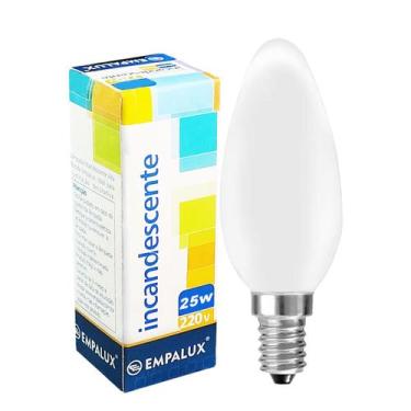 Imagem de Lâmpada Vela Incandescente Lisa Leitosa 25w 220v E14 Empalux