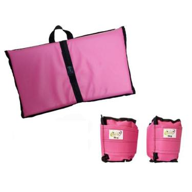Imagem de Kit Tornozeleira 5KG Nylon Rosa + Colchonete Dobravel Rosa - Exercise 
