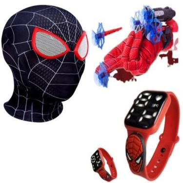 Imagem de Máscara,luva lança-dardos e relógio infantil Homem-Aranha_C - SMACTUDO