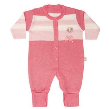 Imagem de Macacão Bebe Menina Tricô Luxo Com Pé Reversível - Chandra, Rosa pompo