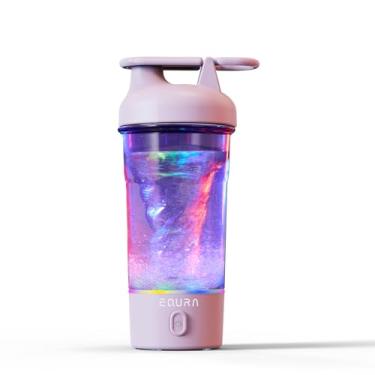 Imagem de JOTER & LIBEAR Coqueteleira elétrica, garrafas de liquidificador de 740 ml para misturas de proteína, garrafa de shake de proteína portátil recarregável por USB C, sem BPA, base de luz colorida